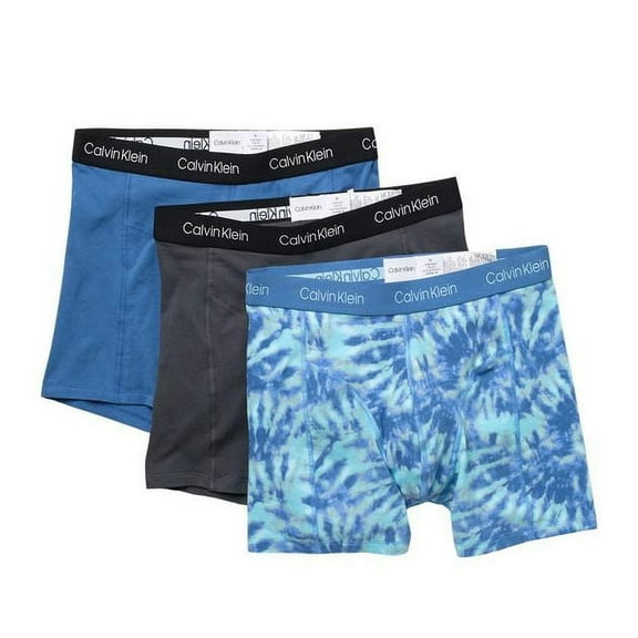 CALVIN KLEIN MEN - 02 WP BLUE SMOKE XLARGE - 3 PACK COTTON BOXER UNDERWEAR