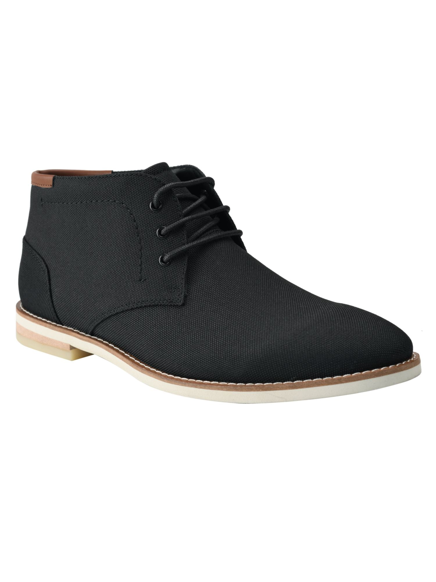 CALVIN KLEIN Mens Black Cushioned Alory Round Toe LaceUp Chukka Boots