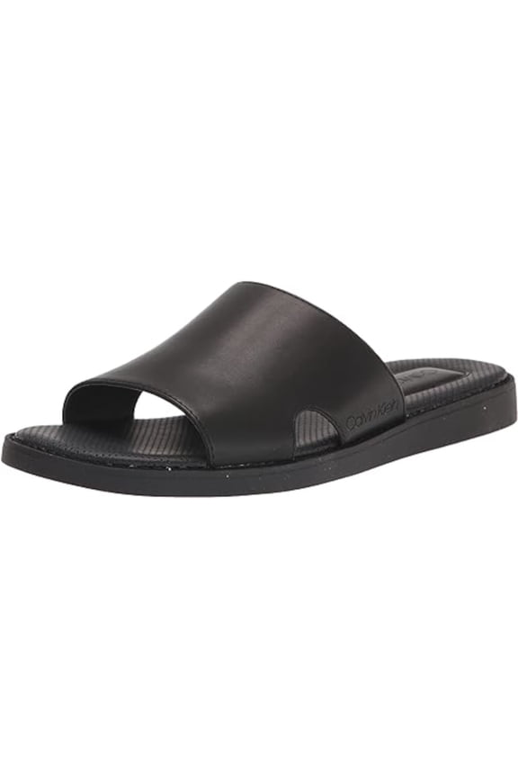 Mens Black Padded Goring Ethan Round Toe Wedge Slip On Slide Sandals Shoes 9