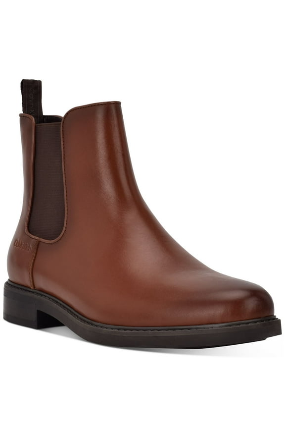 Mens Brown Pull Tab Goring Cushioned Fenwick Round Toe Block Heel Leather Chelsea 13