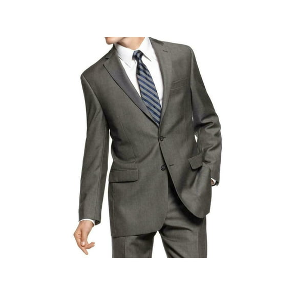 CALVIN KLEIN Mens Gray Patterned Blazer 40L