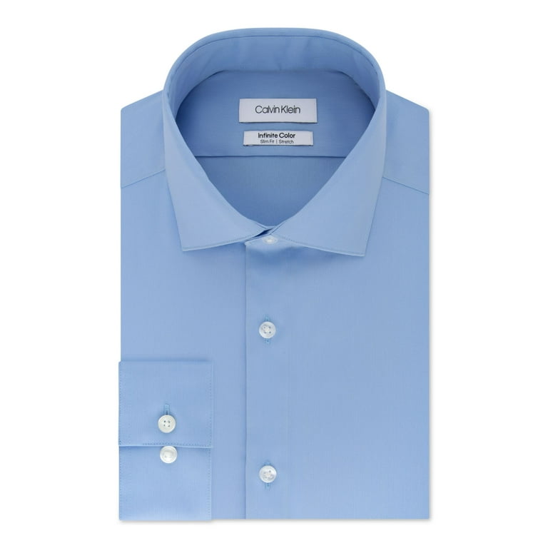CALVIN KLEIN Mens Light Blue Collared Slim Fit Dress Shirt XL 17