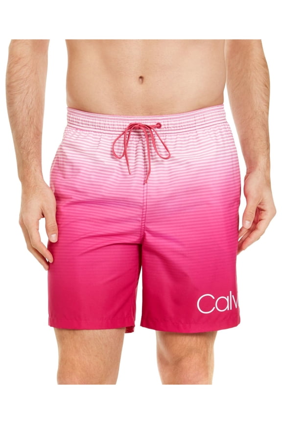 Mens Pink Drawstring, Regular Fit Quick-Dry Swim Trunks S