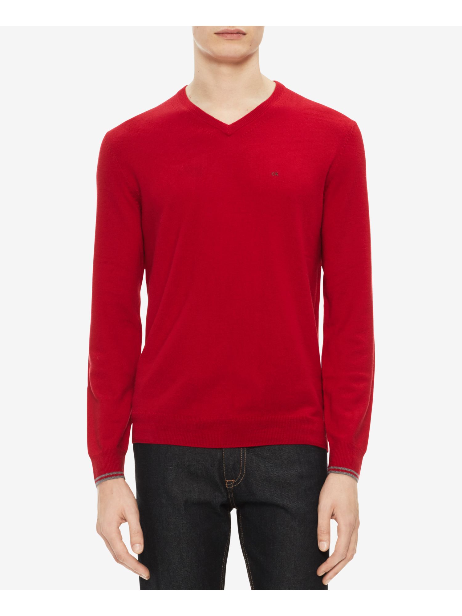 CALVIN KLEIN Mens Red V Neck Sweater XS Walmart