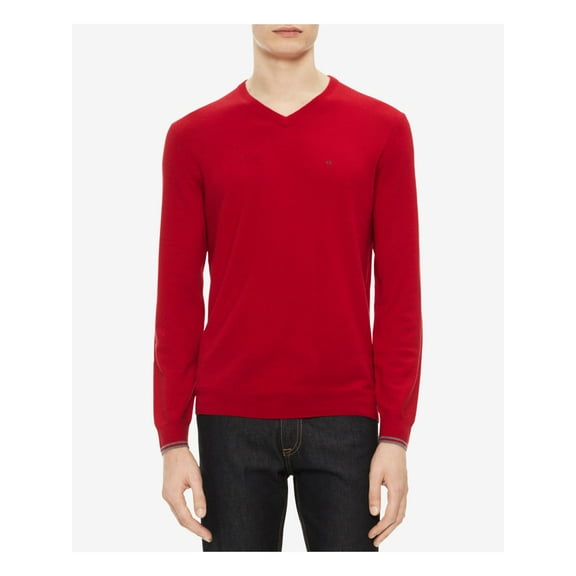 CALVIN KLEIN Mens Red V Neck Sweater XS