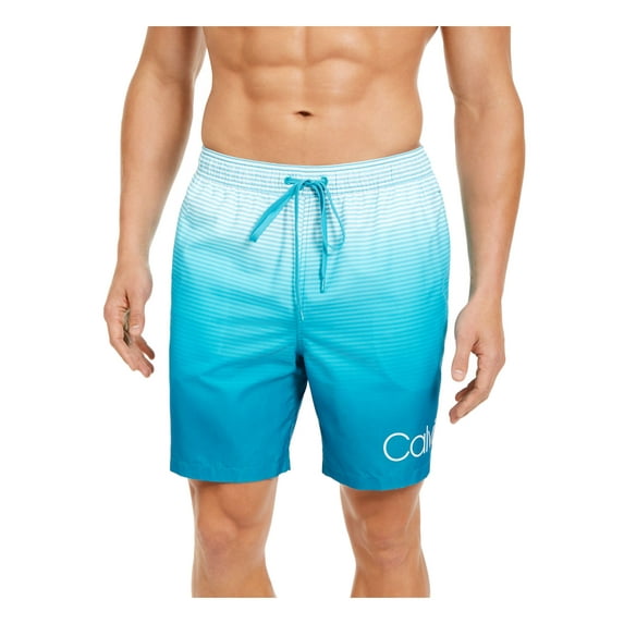 CALVIN KLEIN Mens Turquoise Drawstring, Ombre Regular Fit Quick-Dry Swim Trunks XXL