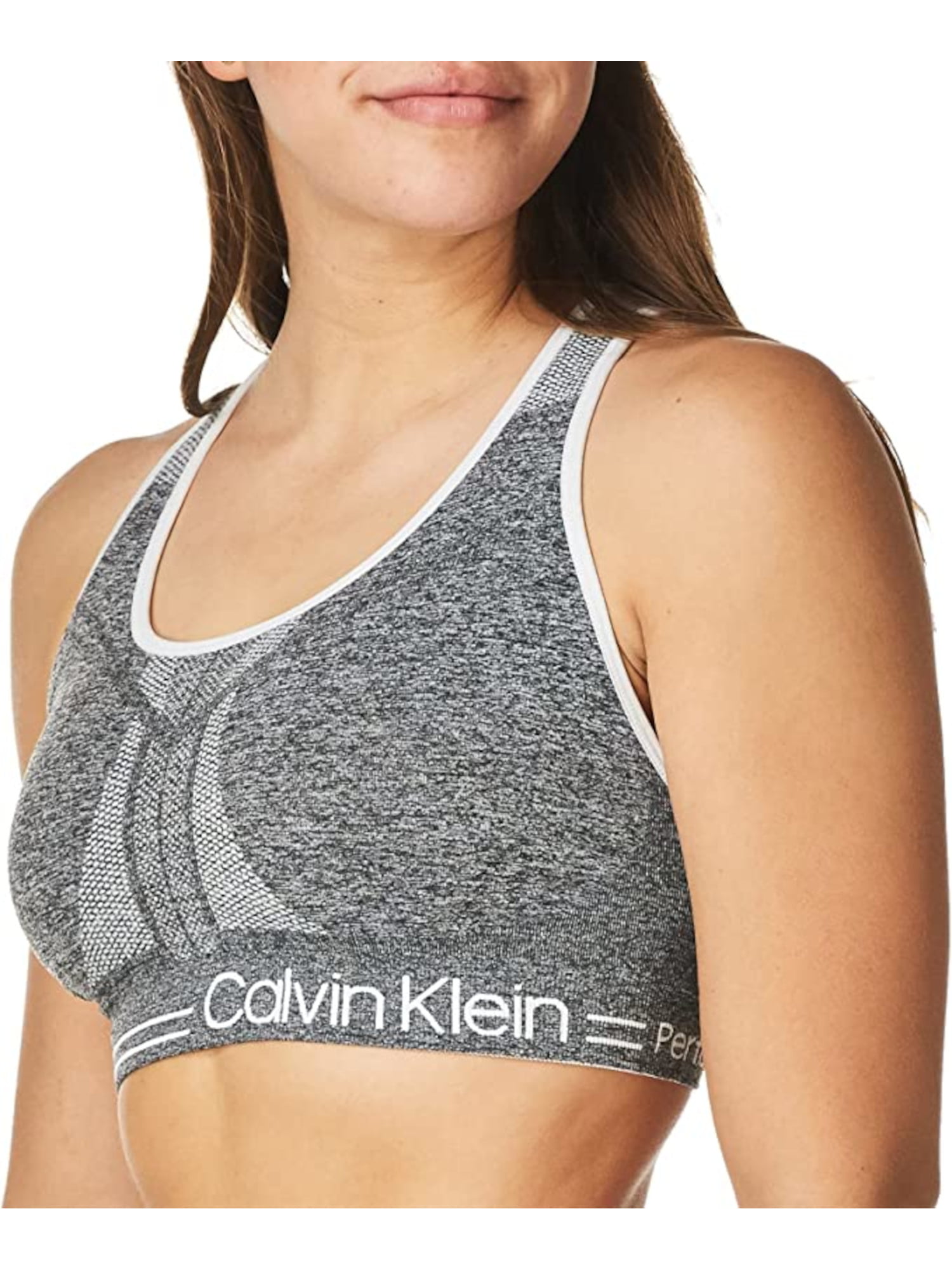 CALVIN KLEIN PERFORMANCE Intimates Gray Reversible Logo Band Medium Impact  Sports Bra Plus 3X 