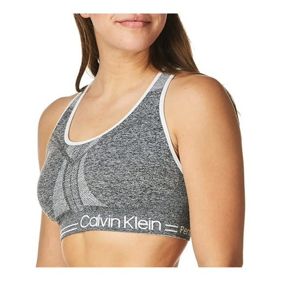 CALVIN KLEIN PERFORMANCE Intimates Gray Reversible Logo Band Medium Impact Sports Bra Plus 3X