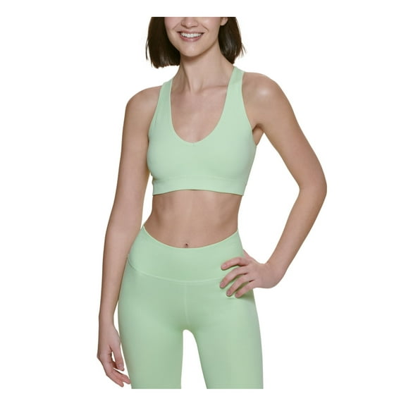 CALVIN KLEIN PERFORMANCE Intimates Green Medium Impact V-Neck Removable Cups Sports Bra M