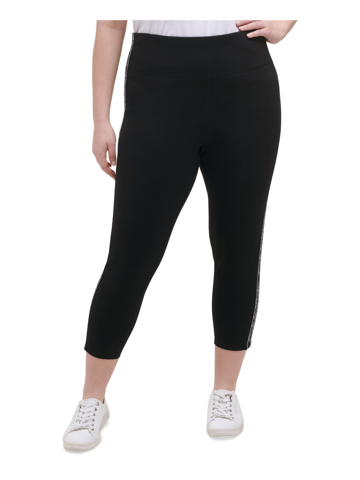 CALVIN KLEIN PERFORMANCE Womens Black Stretch Logo Graphic Wear To Work  Skinny Leggings Plus 1X