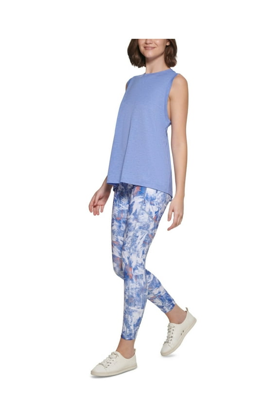 PERFORMANCE Womens Blue Moisture Wicking Heather Sleeveless Scoop Neck Tank Top XL