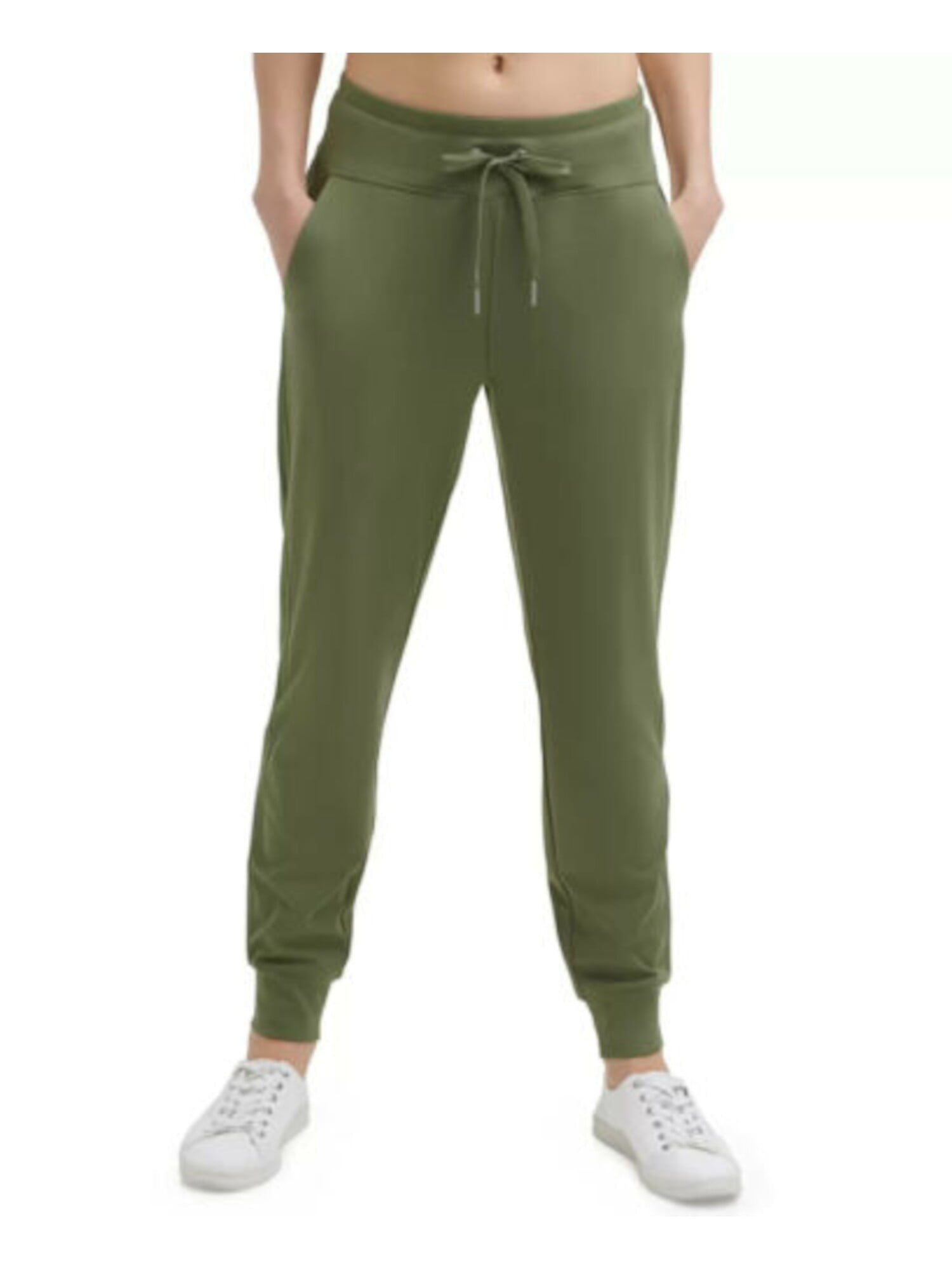 CALVIN KLEIN PERFORMANCE Womens Green Stretch Pocketed Drawstring Joggers  Active Wear Cuffed Pants M