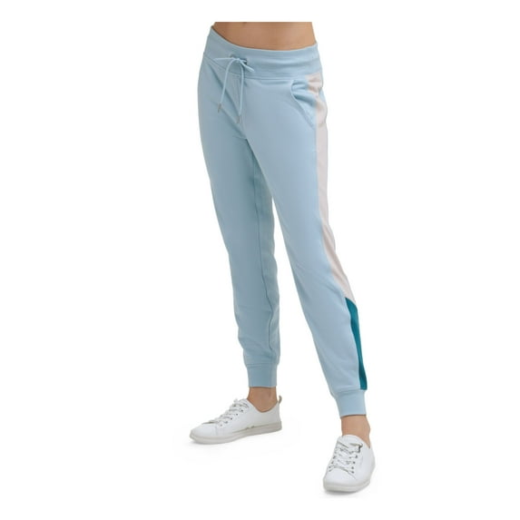 CALVIN KLEIN PERFORMANCE Womens Light Blue Pocketed Drawstring Ribbed Waist And Cuff Color Block Active Wear Pants XL