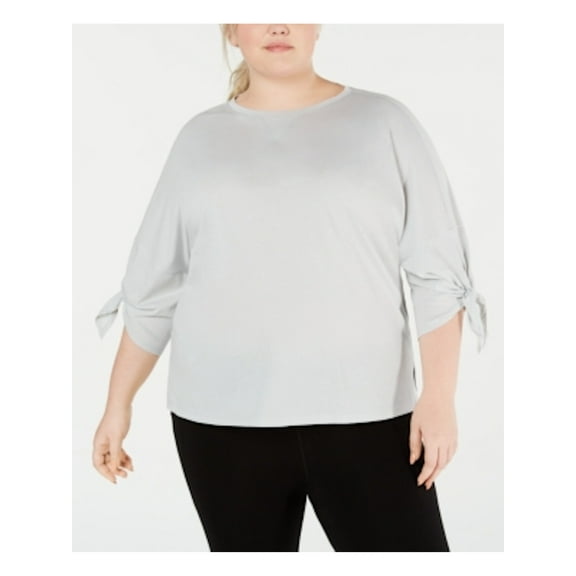 CALVIN KLEIN PERFORMANCE Womens Light Blue Short Sleeve Jewel Neck T-Shirt Plus 2X