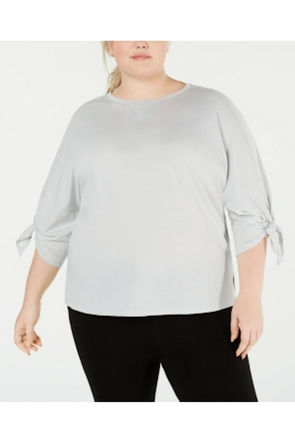 PERFORMANCE Womens Light Blue Short Sleeve Jewel Neck T-Shirt Plus 2X