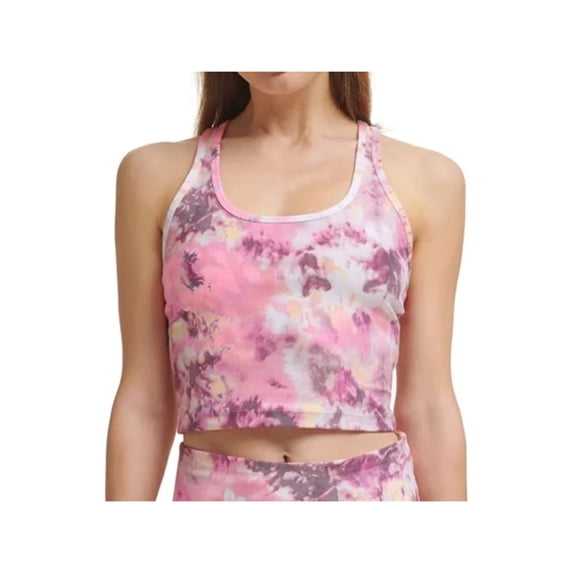 CALVIN KLEIN PERFORMANCE Womens Pink Moisture Wicking Racerback Cropped Quick Dry Stretch Printed Sleeveless Scoop Neck Active Wear Tank Top XS