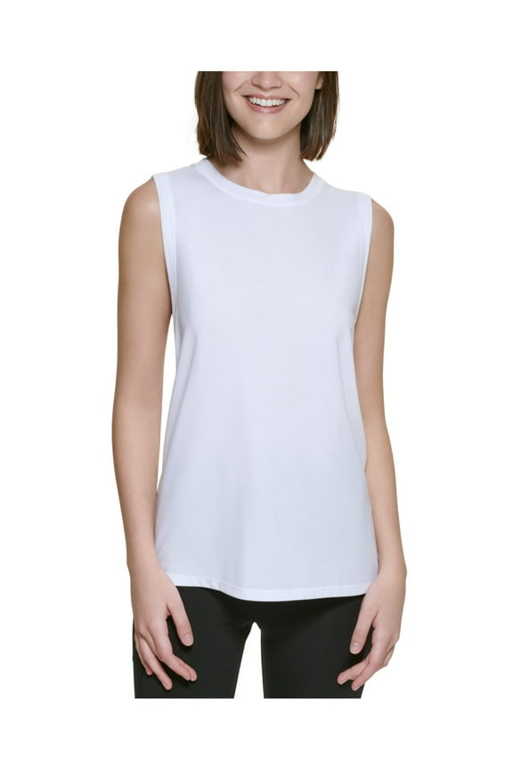 Womens White Moisture Wicking Sleeveless Scoop Neck Tank Top XXL