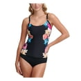 thumbnail image 1 of CALVIN KLEIN Women's Black Floral Stretch Scoop Neck Removable Cups Adjustable Tankini Swimsuit Top L, 1 of 3