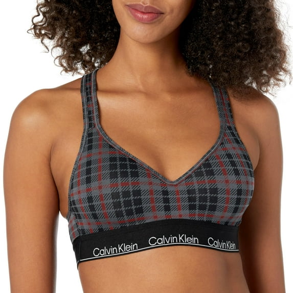 CALVIN KLEIN Women's Modern Cotton Holiday Padded Bralette, Gray/Multi Medium