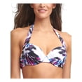thumbnail image 1 of CALVIN KLEIN Women's Purple Printed Tie Lined Convertible Sweetheart Halter Swimsuit Top L, 1 of 3