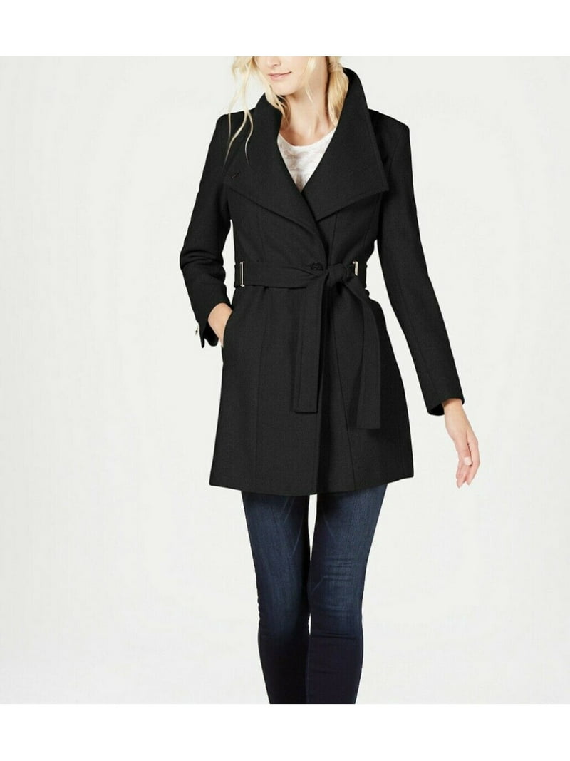 Belted Coat Calvin Klein Womens Black Coat CALVIN KLEIN Womens