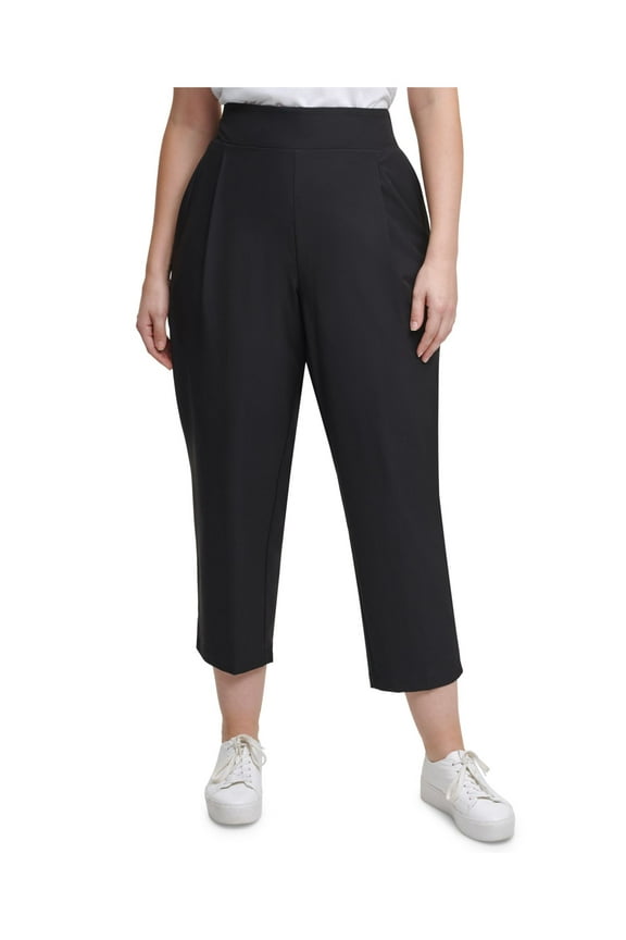 Womens Black Cropped Pants Plus 2X