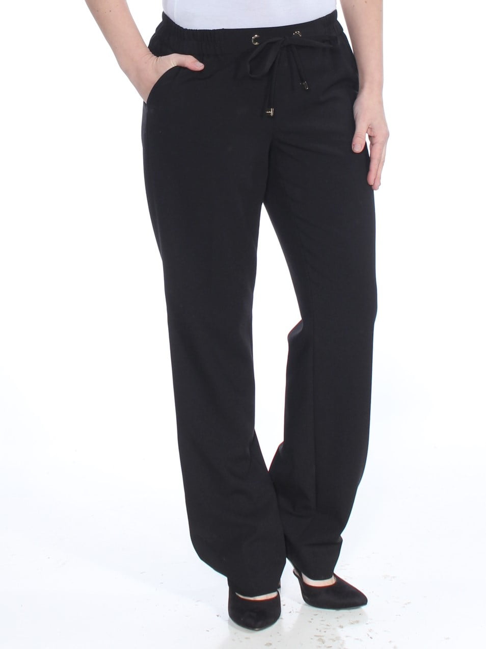 CALVIN KLEIN Womens Black Drawstring Pants 4 Petites
