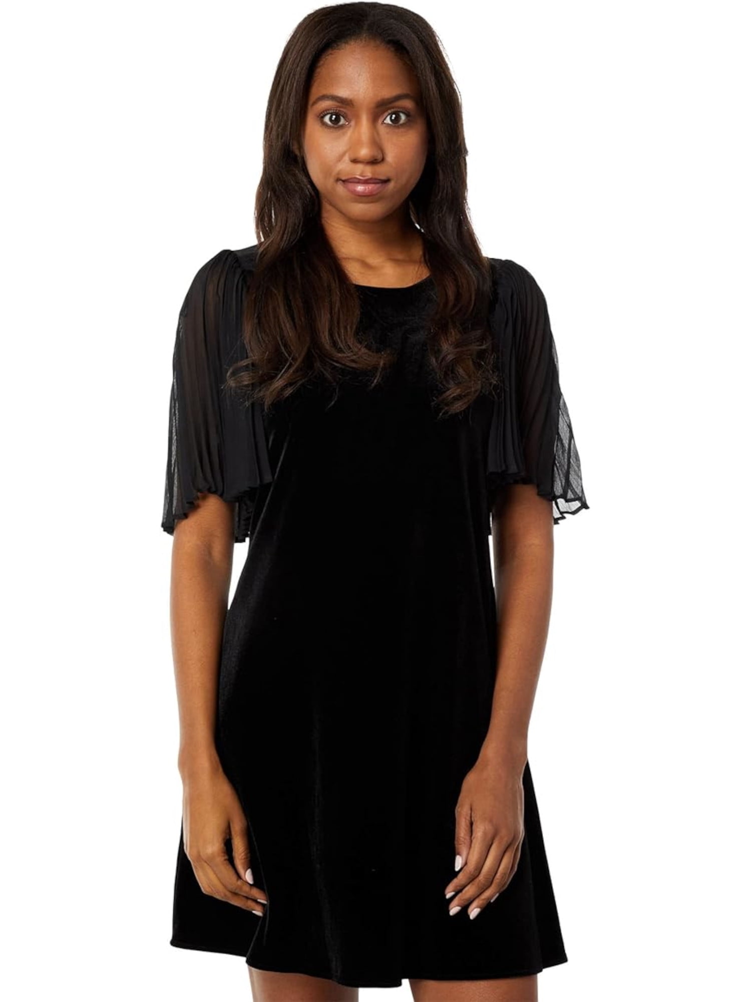 Calvin Klein Women's Faux-Fur-Cuff Fit & Flare Dress Black Size 6 main image 0