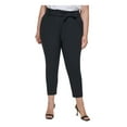 thumbnail image 1 of CALVIN KLEIN Womens Black Pocketed Zippered Hook And Bar Closure Pleated Wear To Work Straight leg Pants Plus 20W, 1 of 4