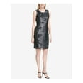 thumbnail image 1 of CALVIN KLEIN Womens Black Sequined Sleeveless Jewel Neck Above The Knee Cocktail Sheath Dress 4, 1 of 2
