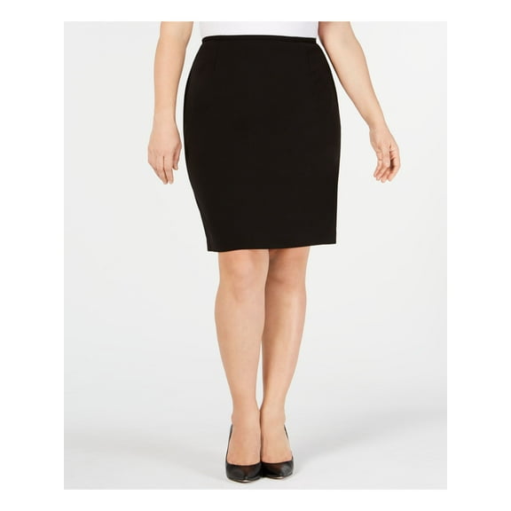 CALVIN KLEIN Womens Black Stretch Zippered Scuba Crepe Above The Knee Wear To Work Pencil Skirt Plus 16W
