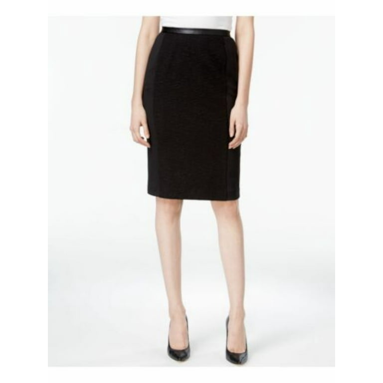 CALVIN KLEIN Womens Black Zippered Below The Knee Wear To Work Pencil Skirt 6 Walmart