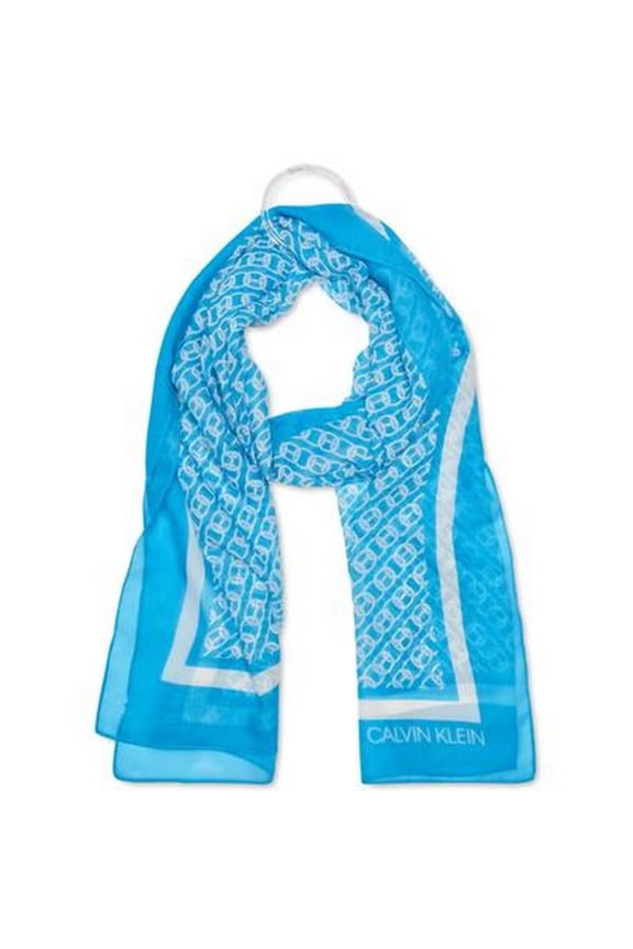 Womens Blue Chain-Print Sheer Wrap
