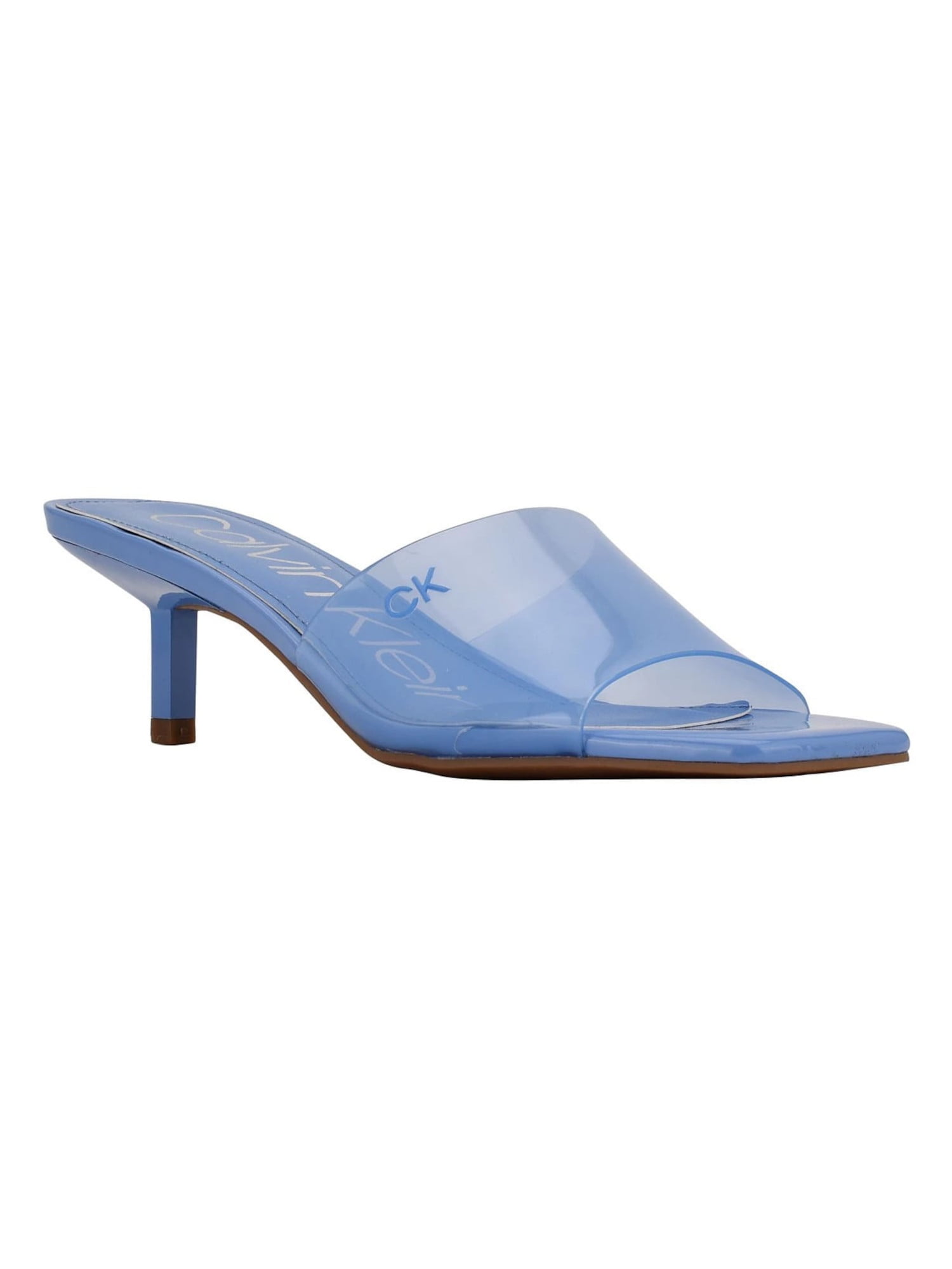 CALVIN KLEIN Womens Blue Padded Graya Square Toe Kitten Heel Slip
