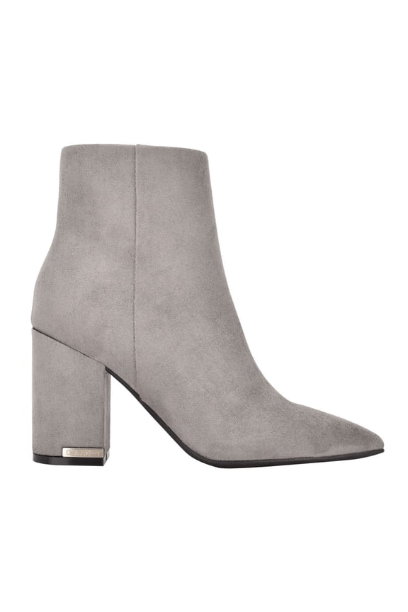 Womens Gray Comfort Minna Pointy Toe Block Heel Zip-Up Booties 7.5 M