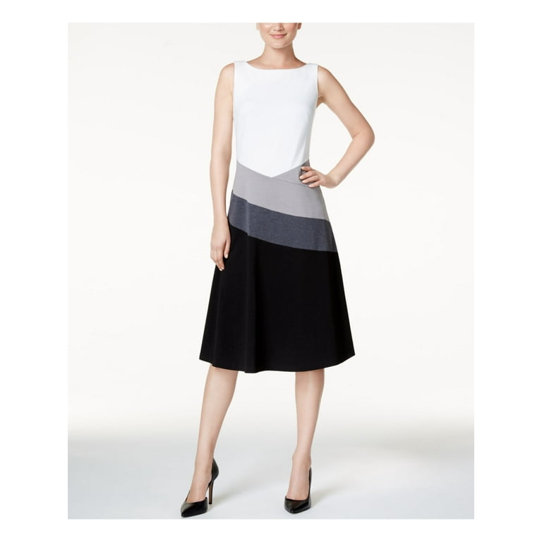 Calvin klein black white dress best sale