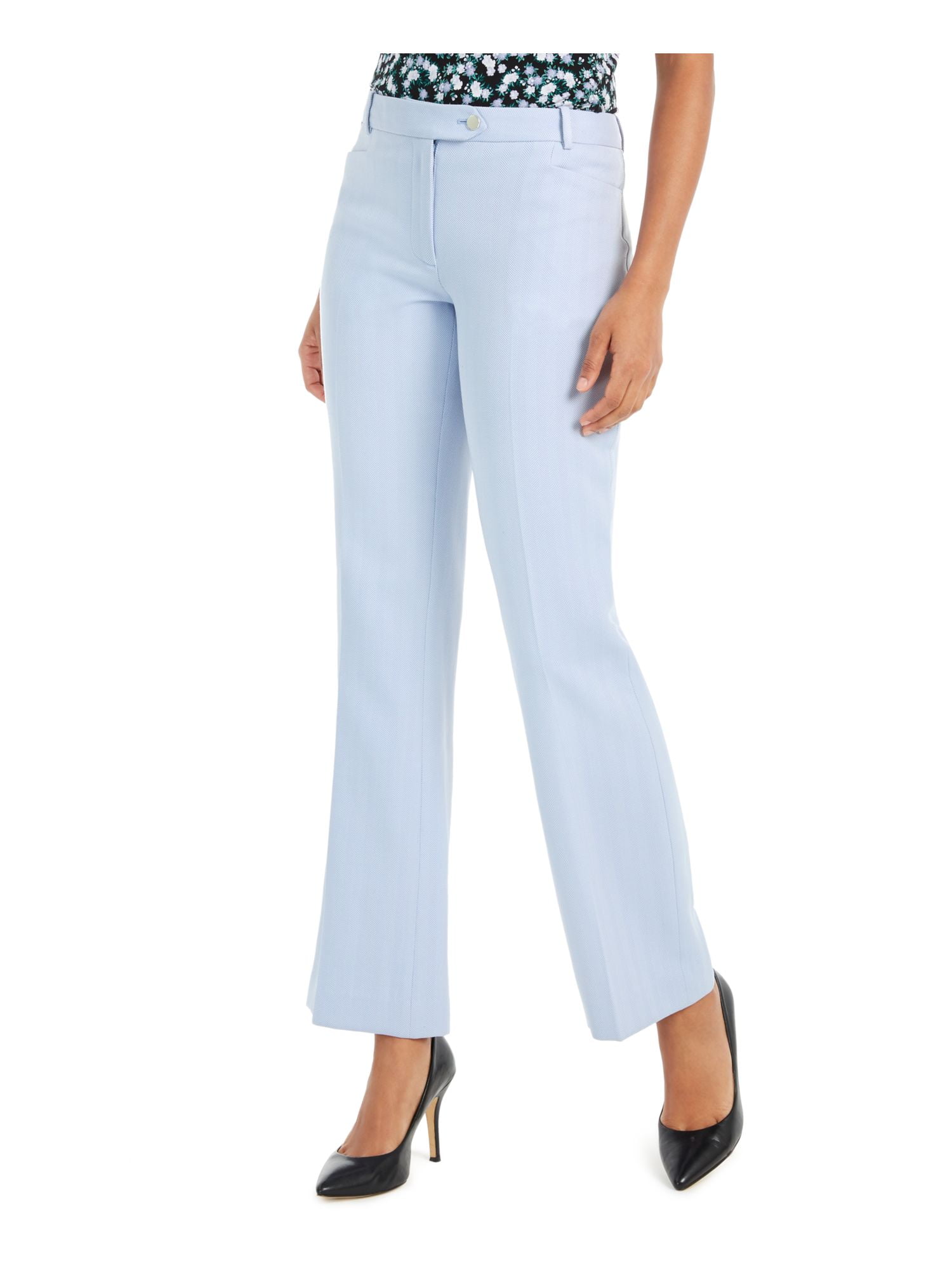 CALVIN KLEIN Womens Light Blue Textured Modern fit Herringbone Wear To Work Pants 6