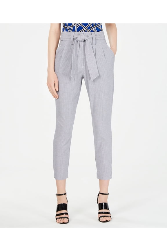 Womens Navy Belted Check Pants Petites Size: 4P