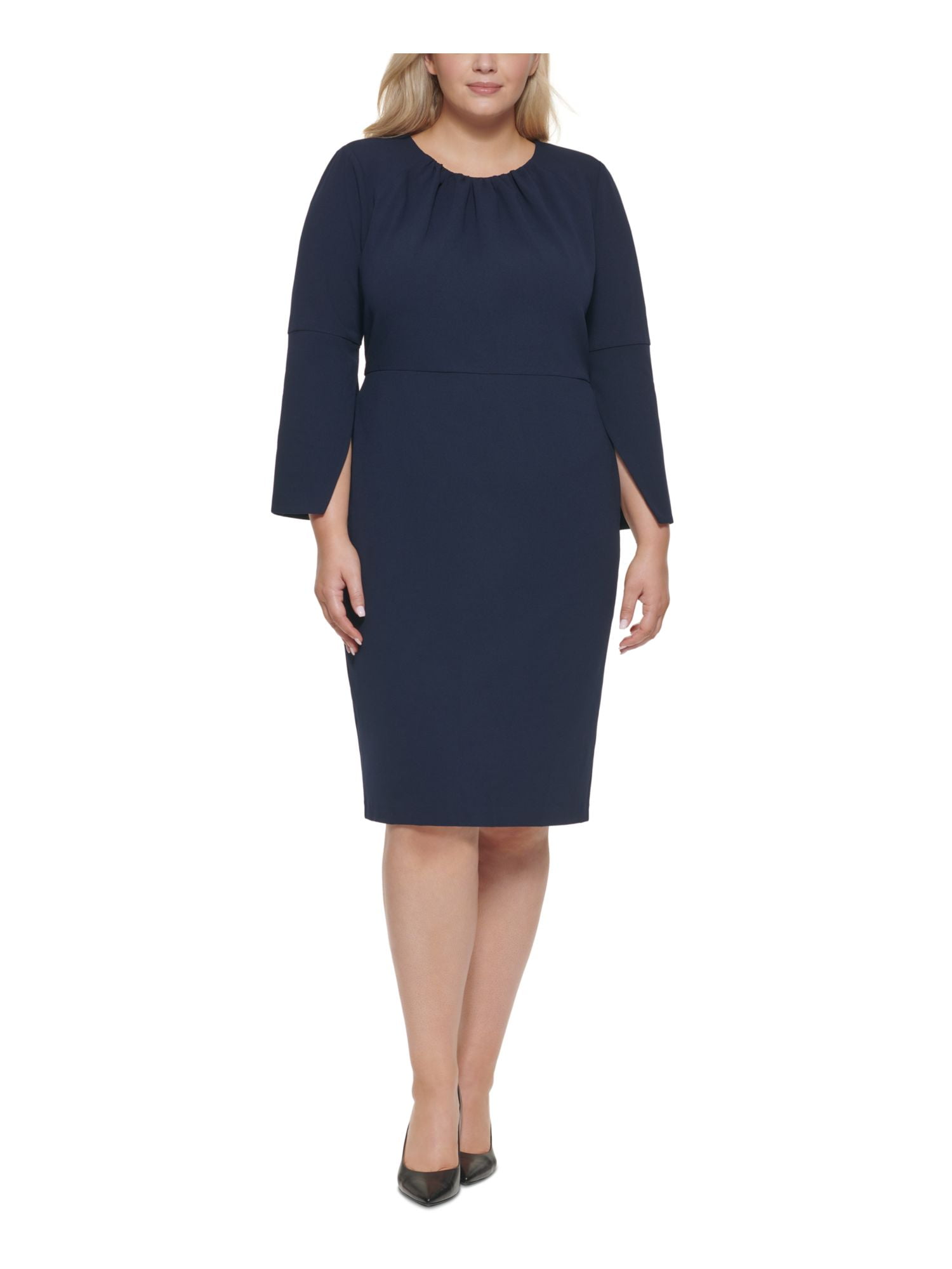 Calvin klein split top neck sheath dress