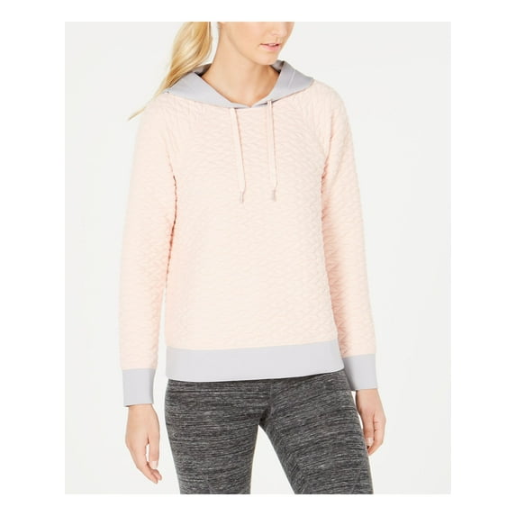CALVIN KLEIN Womens Orange Color Block Long Sleeve Hoodie Sweater Size: L