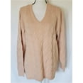 thumbnail image 1 of CALVIN KLEIN Womens Pink Cable Knit Long Sleeve V Neck Blouse Plus 2X, 1 of 2