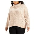 thumbnail image 1 of CALVIN KLEIN Womens Pink Speckle Long Sleeve Cowl Neck Sweater Plus 3X, 1 of 2