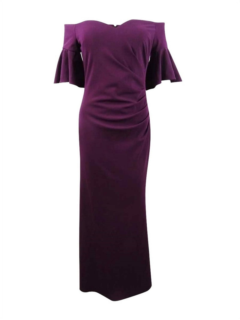 CALVIN KLEIN Womens Purple Gown Sweetheart Off The Shoulder Short - Main Image
