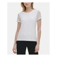thumbnail image 1 of CALVIN KLEIN Womens White Lace Short Sleeve Jewel Neck Top Size: M, 1 of 2