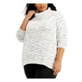 thumbnail image 1 of CALVIN KLEIN Womens White Speckle Long Sleeve Cowl Neck Evening Sweater Plus 2X, 1 of 5