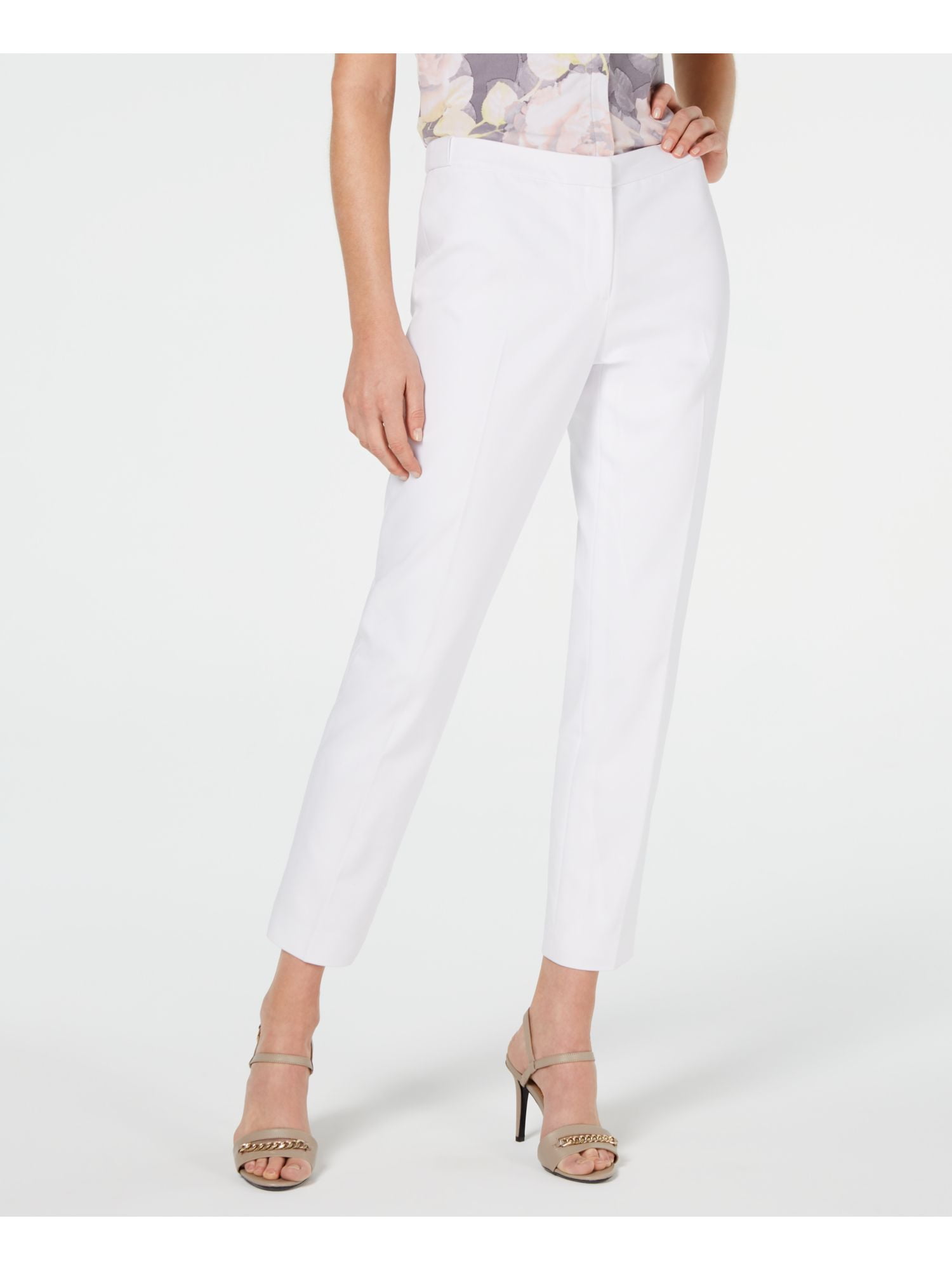 CALVIN KLEIN Womens White Straight leg Pants Petites Size: 6P