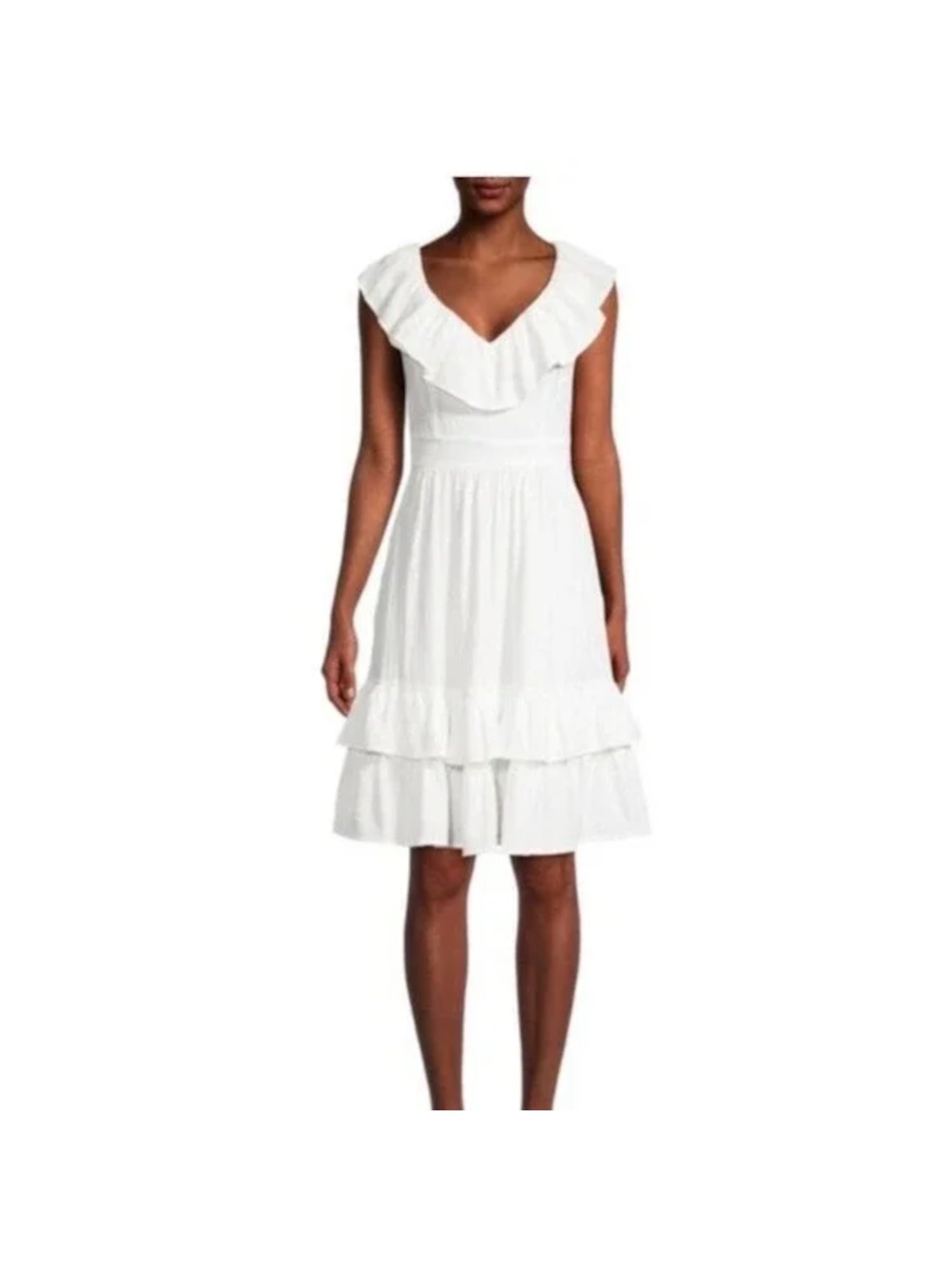 Calvin klein fit and flare cheap dress white
