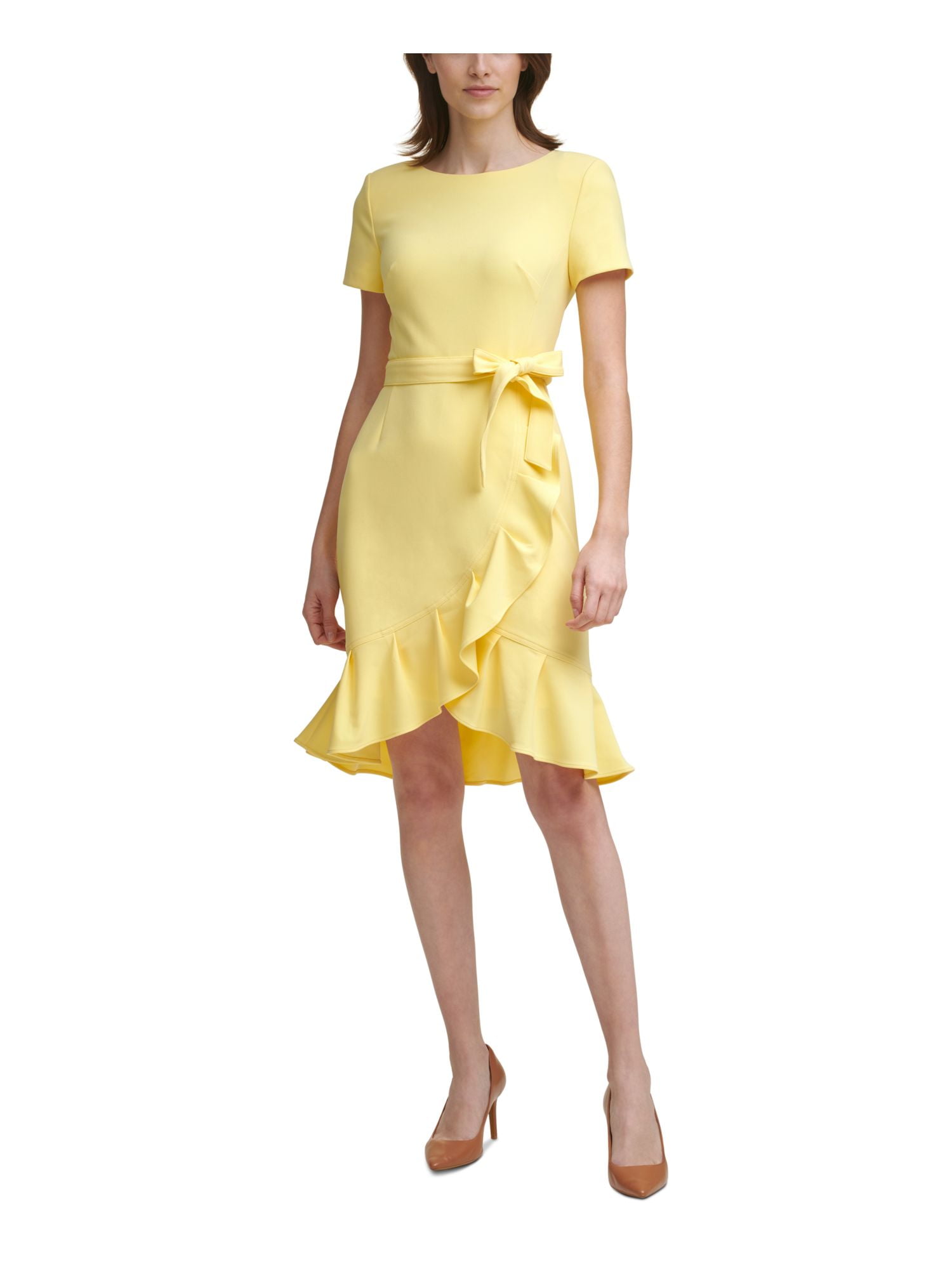 Calvin klein yellow sheath dress hotsell