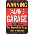 thumbnail image 1 of CALVIN'S Garage Warning Man Cave Wall Decor 12x18 Metal Sign 112180030158, 1 of 1