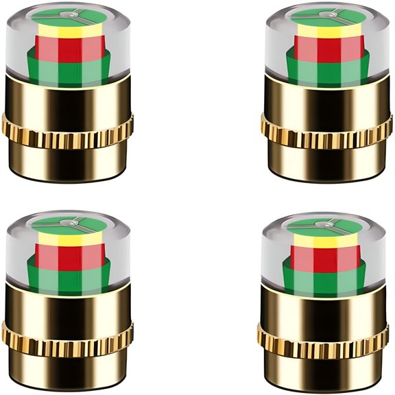 CALVORA 2026 New 4Pcs Car Tire Pressure Monitor Valve Stem Caps Sensor Indicator 3 Color Eye Alert for Cars, Trucks, Vehicles, Tire Maintenance, Auto Accessories, Safety Alerts.